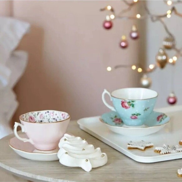 Royal Albert Rose Confetti Teacup 6.5 Oz & Sauer Set New In Box - Picture 5 of 5